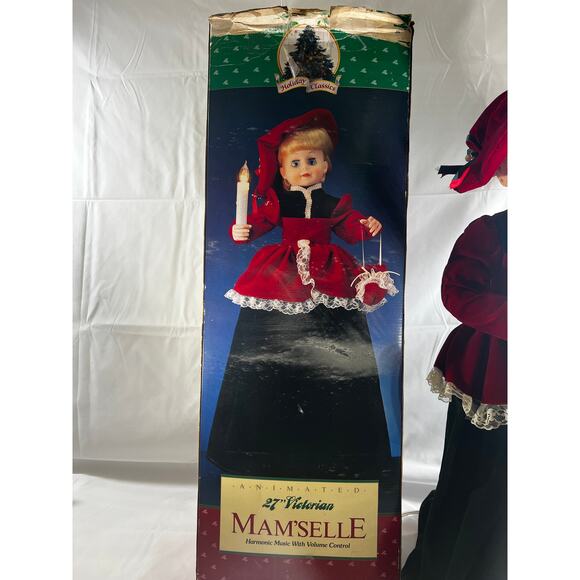 Victorian Animated Christmas Doll Musical Mam'Selle 90s Dynasty Holiday Classic - Picture 5 of 17